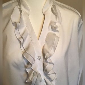 Alex Marie V-neck ruffle front shirt